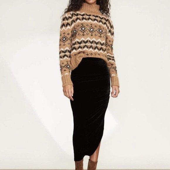 Veronica Beard Dresses & Skirts - VERONICA BEARD Midi Skirt Herst Black Velvet Rushed Size 6 New Tag $495